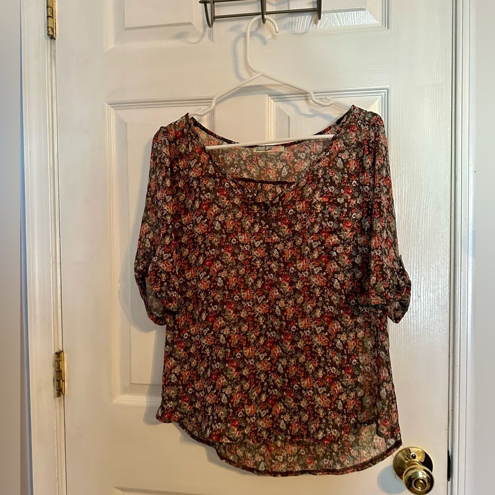 Sheer Floral Top in Punk and Black